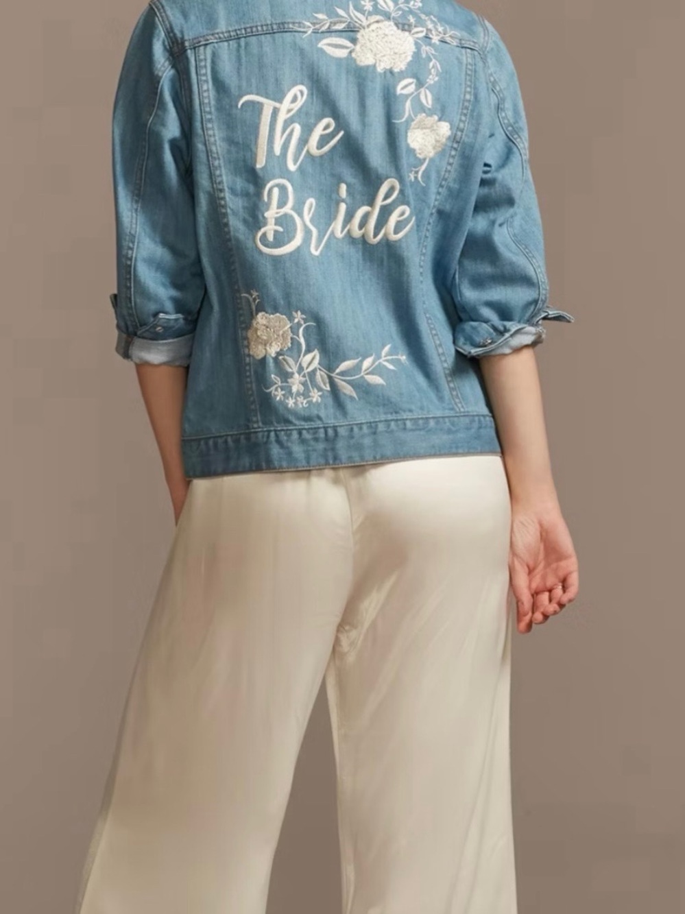 Studio Light Blue Denim Jacket with White Embroidery
